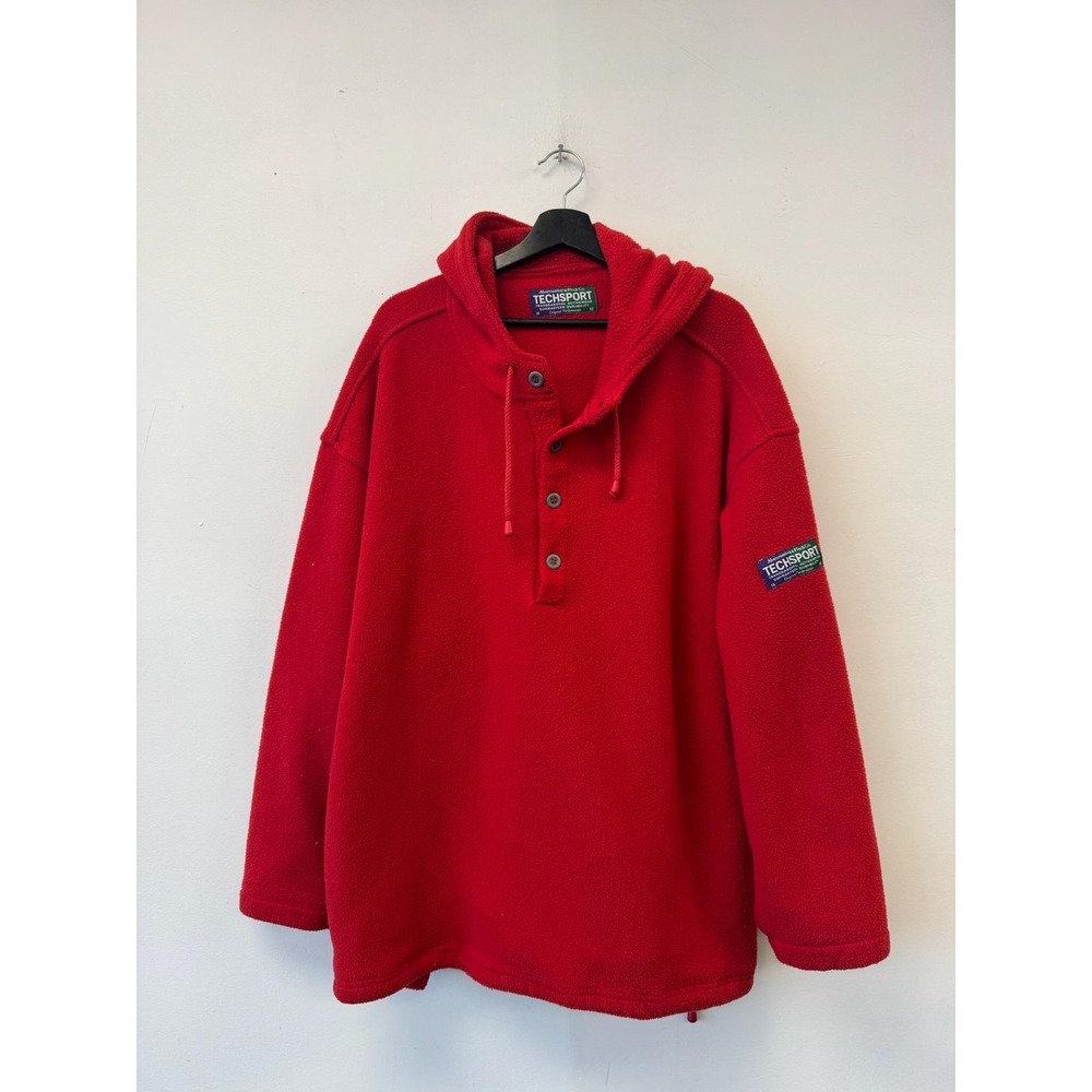 Vintage Abercrombie & Fitch Hoodie Sweatshirt Mens 2XL Red Techsport Fleece 90s